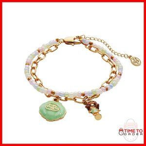 Double Strand Charm Bracelet Adjustable Fit Nickel Free Enamel Resin